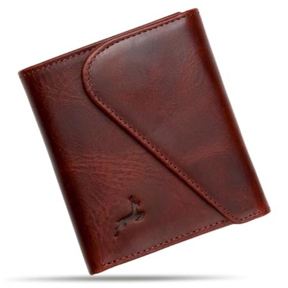 Premium Bifold Wallet Men Full-Grain Leather RFID